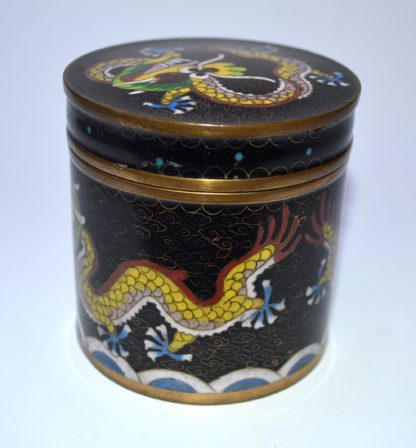 Stará smaltovaná Cloisonne dózička s draky - Image 2