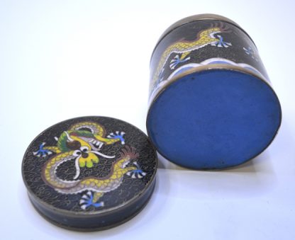 Stará smaltovaná Cloisonne dózička s draky - Image 3