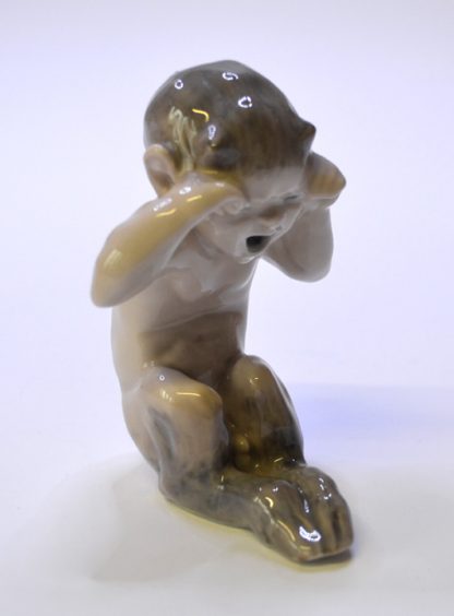 Stará porcelánová soška brečícího satyra, Dánsko, Kadaň