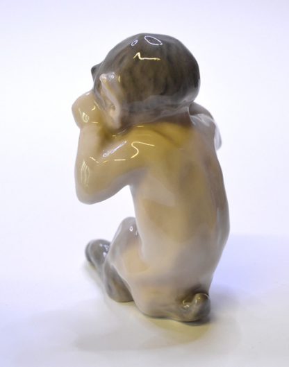 Stará porcelánová soška brečícího satyra, Dánsko, Kadaň - Image 2