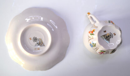 Růžový porcelán z Chodova - šálek s podšálkem (barevná kvítka) - Image 3