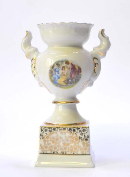 Porcelánová amfora na podstavci / dekor Tři Grácie / Březová