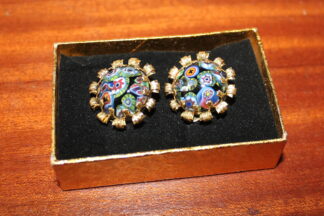 Vintage náušnice - millefiori květ