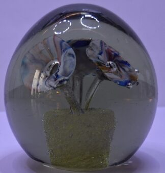 Skleněné těžítko s květy (Výška 10 cm, Ø 9 cm)