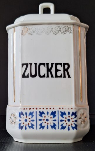 Stará chalupářská dóza velká - Zucker - (v 20 cm x š 12 cm x d 11 cm)