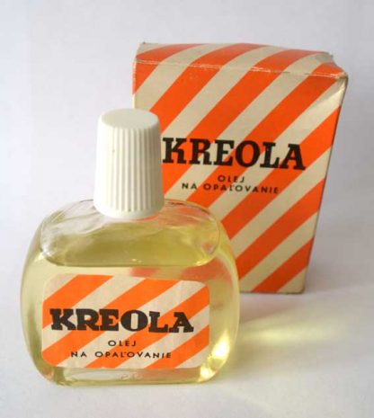 Retro krabička a lahvička - opalovací olej KREOLA