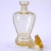 Karafa ze žlutého skla / s jemnou rytinou květin ve stylu art deco - Image 2